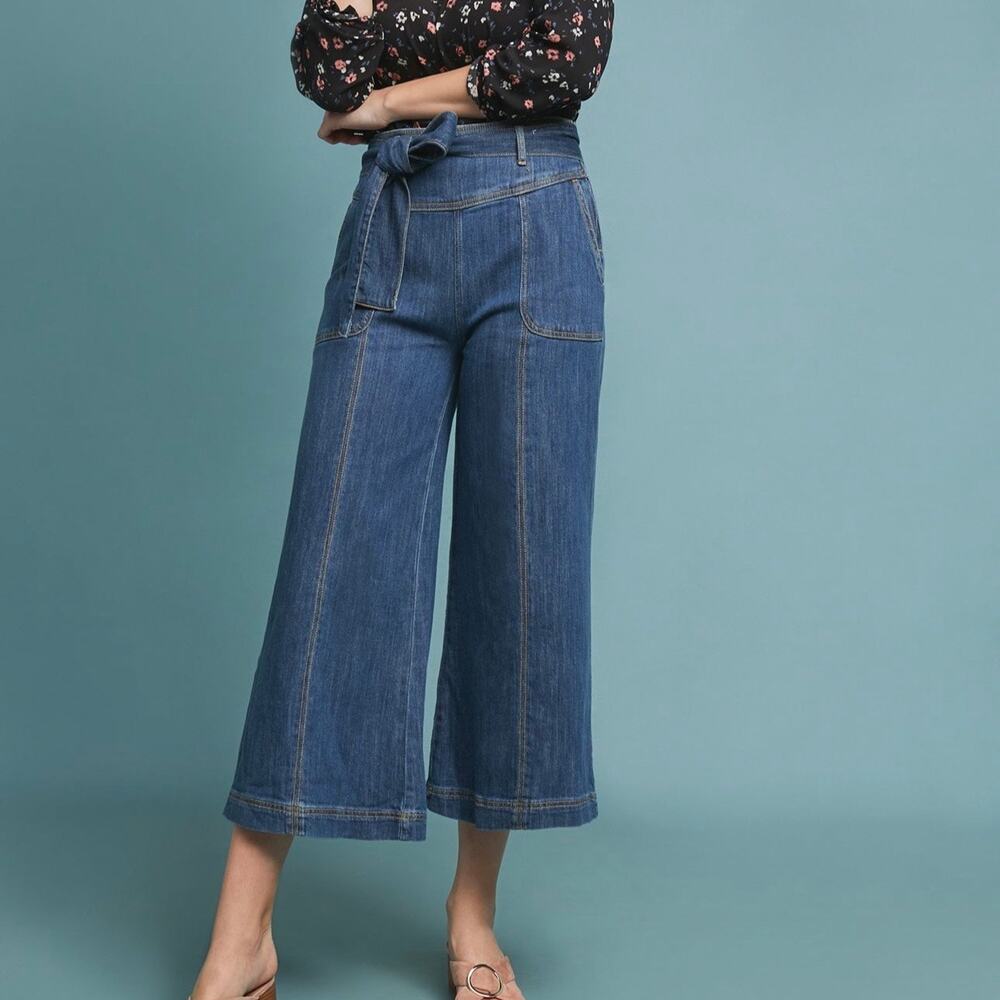 ANTHROPOLOGIE Pilcro Ultra High Rise Cropped Wide Leg Jeans 26